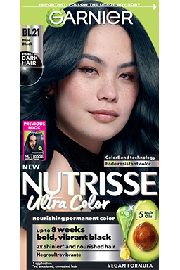 Front of pack of Nutrisse Ultra Color BL21 – Reflective Blue Black